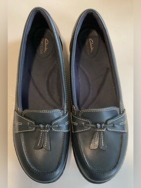 Clarks Ashland Bubble Navy Blue Ultimate Comfort Shoes Loafers Size 10